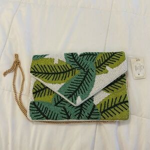 NWT Francesca Beaded Tropical Leaf Bag